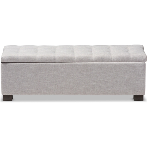 Roanoke Storage Ottoman Bench in Tufted Gray Beige Fabric